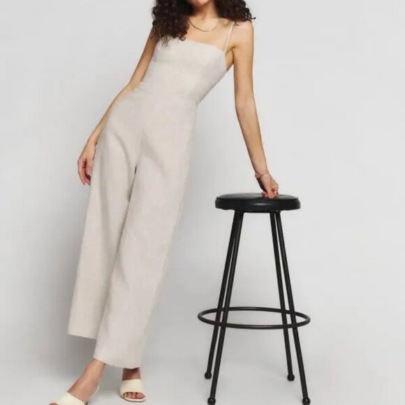 Reformation - Overland Linen Jumpsuit - Oatmeal - Size 12 - NWT - Picture 2 of 2